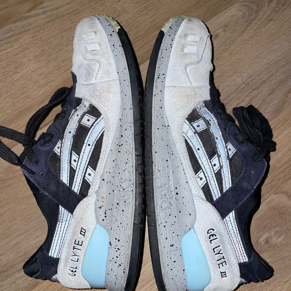 Asics Black and White Athletic Shoes with Speckled Design